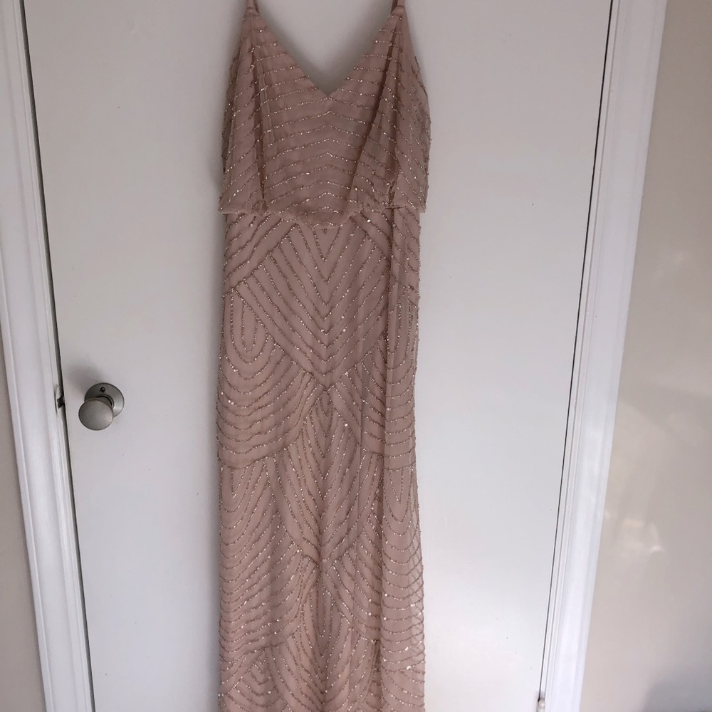 Adrianna Papell sequined blush formal gown